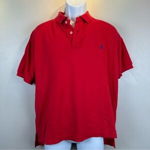 Polo Ralph Lauren Mens Sz L Custom Fit Short Sleeve Polo Shirt Solid Red Cotton